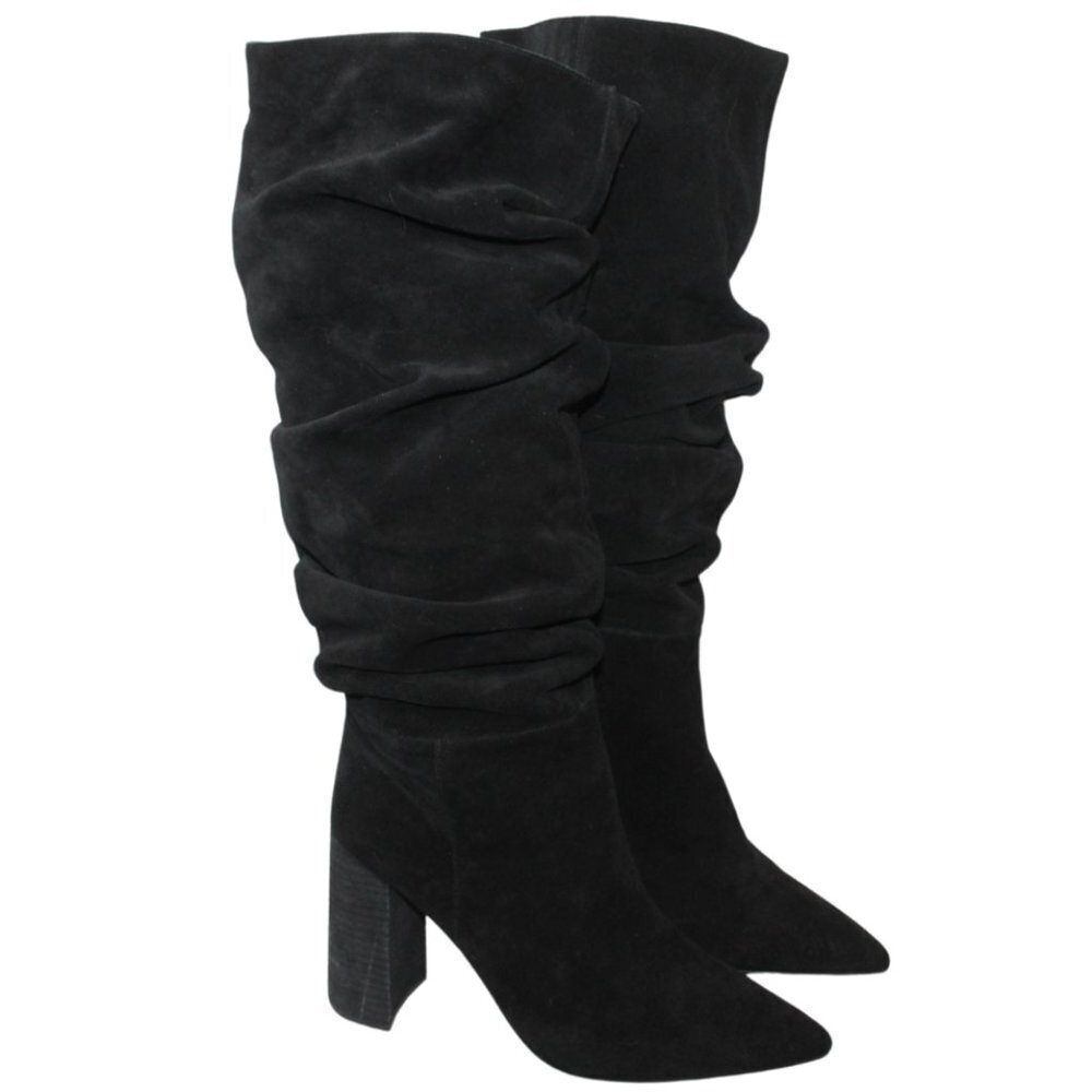 Jeffrey Campbell tall black suede slouchy heeled boots size 9